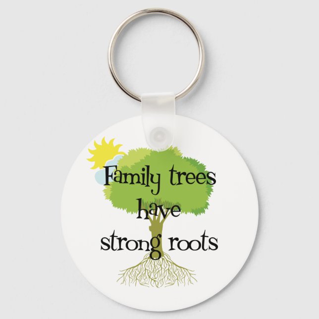 Llavero Los Árboles Familiares Tienen Fuertes Raíces (Anverso)