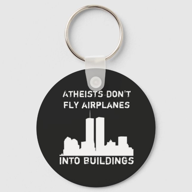 Llavero Los ateos no vuelan aviones en edificios (Anverso)