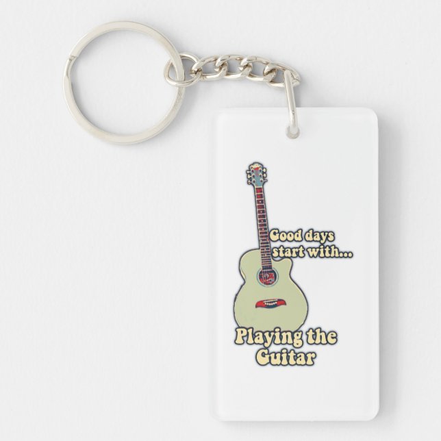 Llavero Los buenos días empiezan tocando la guitarra. (Frente)