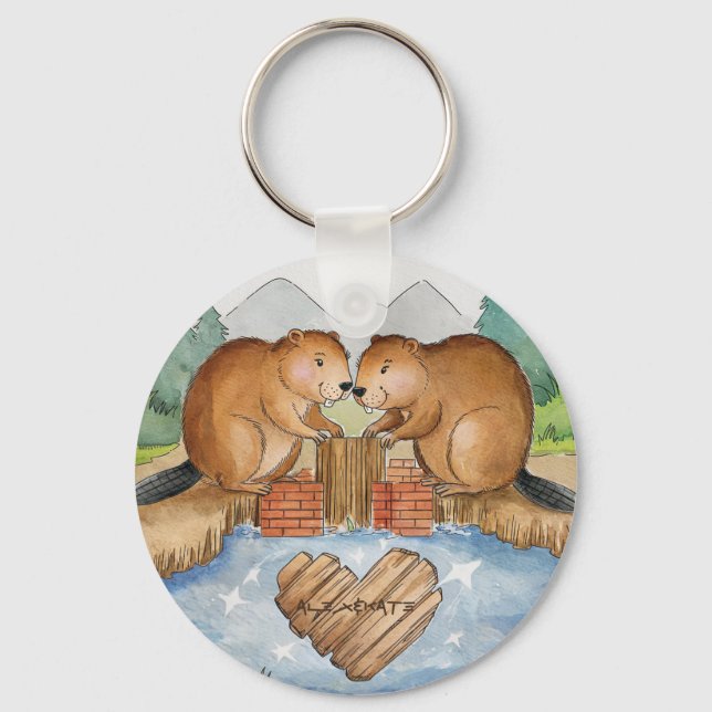 Llavero Los castores enamorados (Anverso)