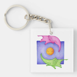 Llavero ¡Los elefantes pueden volar! Teclado acrílico cuad