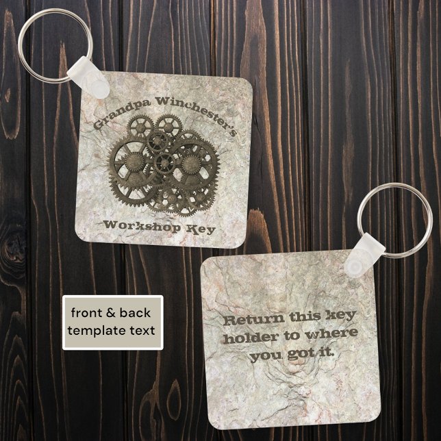 Llavero Los engranajes Rústicos Saltan Steampunk Sobre La  (key holder front and back template)