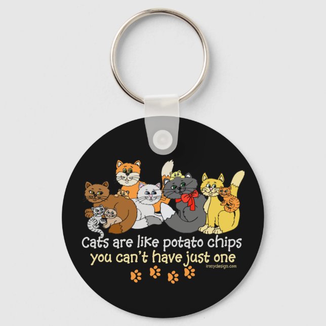 Llavero Los gatos son como papas fritas (Anverso)