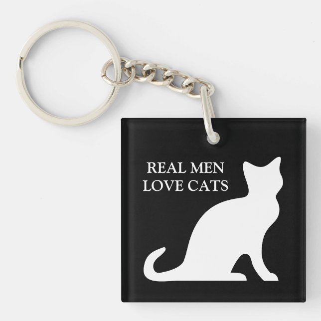 Llavero Los hombres de verdad aman el keychain de gatos (Frente)