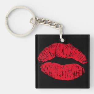 Llavero Los labios de besos rojos en negro
