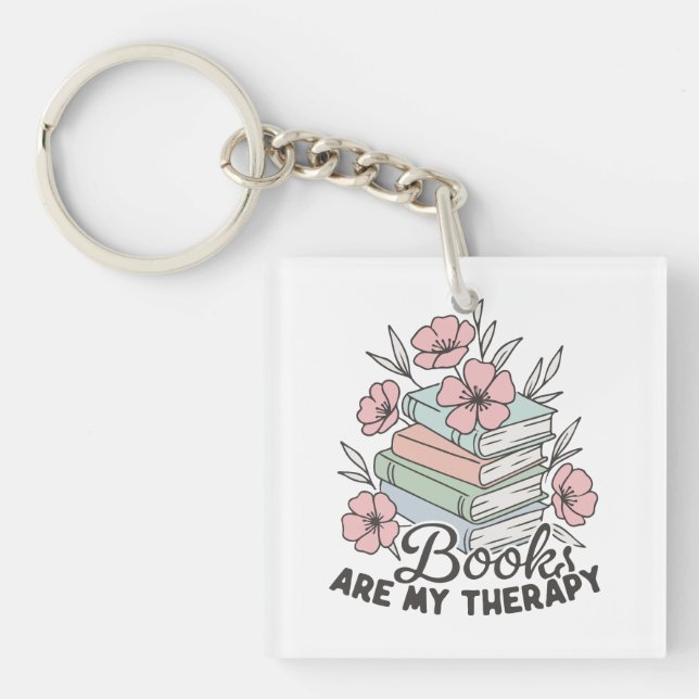 Llavero Los libros son mi terapia  (Frente)