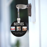 Llavero Los mejores amigos para siempre BFF nombres de fot<br><div class="desc">Un regalo para tu(s) mejor(s) amigo(s) por cumpleaños,  Navidades o un evento especial. Faux texto estilo globo de plata: Besties. Personalice y utilice sus propias fotos y nombres. Un fondo negro clásico.</div>