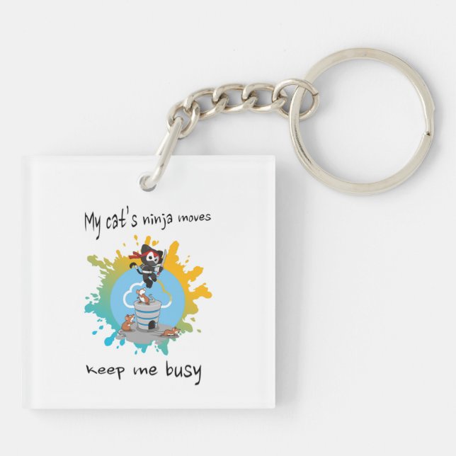 Llavero Los movimientos ninja de mi gato me mantienen ocup (Atrás)