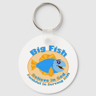 Llavero Los peces grandes creen en Dios