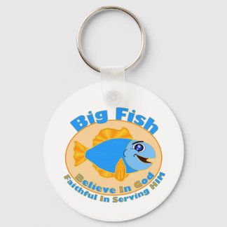 Llavero Los peces grandes creen en Dios