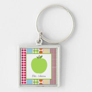 Llavero Los puntos multicolores Apple verde personalizaron