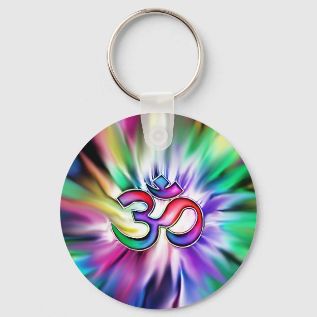 Llavero Loto arco iris floreciente OM (Anverso)