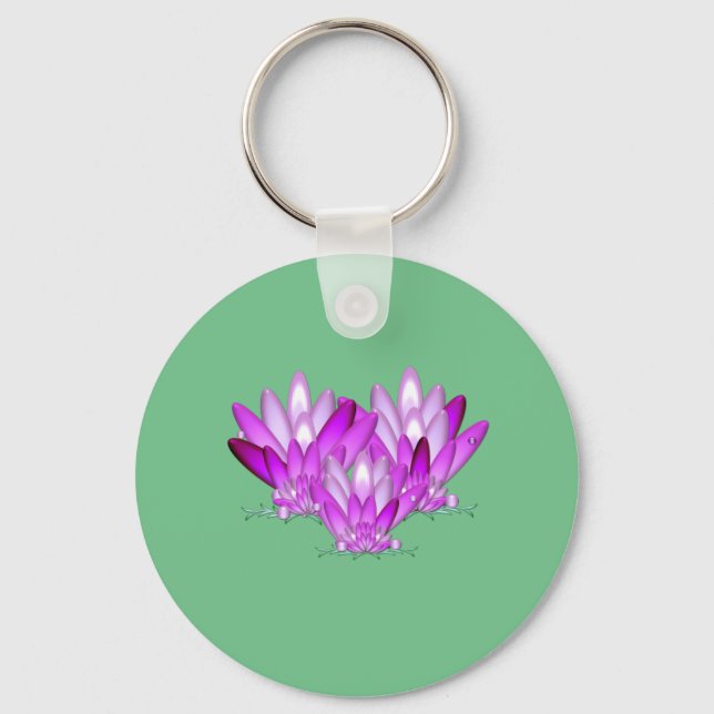 Llavero Lotus blossom pink on sea green background (Anverso)