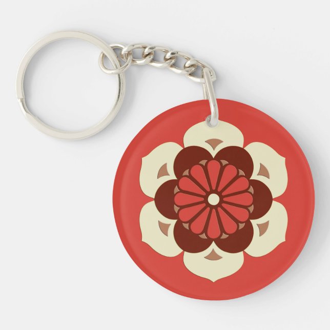 Llavero Lotus Flower Mandala, Naranja mandarín (Frente)