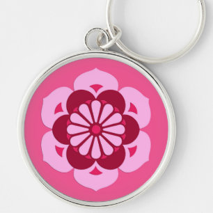 Llavero Lotus Flower Mandala, rosa Fuchsia y Borgoña