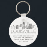 Llavero Louisville, KY Stylized Skyline | Lema Personaliza<br><div class="desc">Una cadena de claves única que representa la hermosa ciudad de Louisville,  KY. Este llavero presenta un estilizado ilustracion del paisaje único de la ciudad con su nombre bajo. Debajo del nombre de la ciudad hay un lugar para tu lema único o declaración sobre tu ciudad favorita.</div>