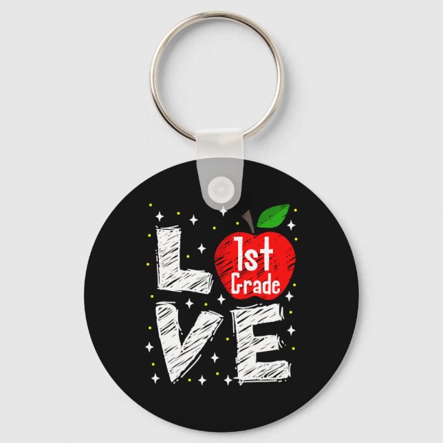 Llavero Love 1st Grade Apple Fun Ck To School Teacher Gift (Anverso)