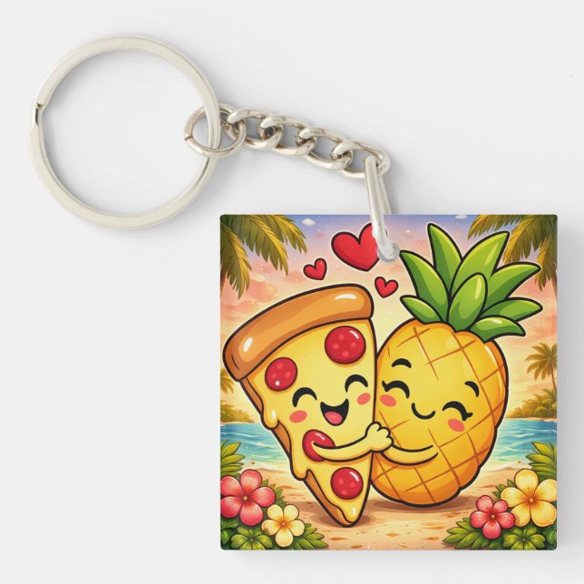 Llavero Love at First Slice - Pizza Meets Pineapple (Frente)