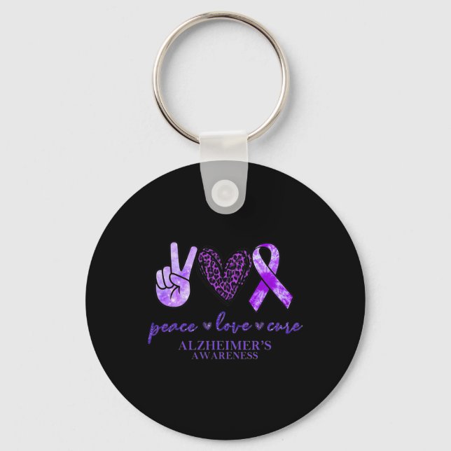 Llavero Love Cure Ribbon Leopardo Alzheimerheimer Brain Aw (Anverso)