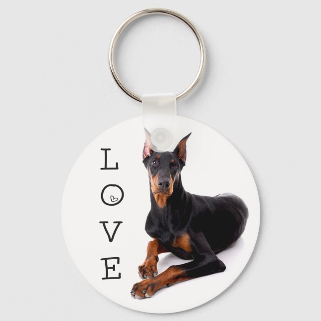 Llavero Love Doberman Pinscher Puppy Dog Keychain (Anverso)