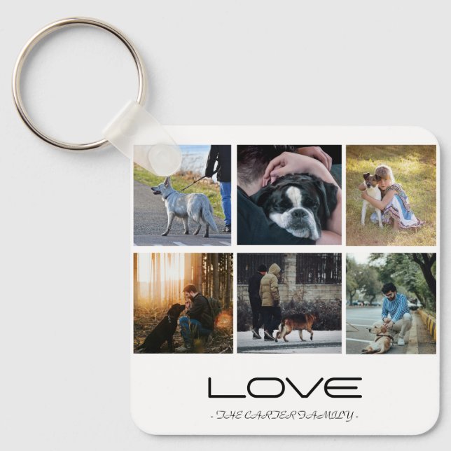 Llavero Love Dog Family Portrait Collage Design (Anverso)