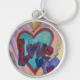 Llavero Love Family Hearts Art Word Painting Keychain