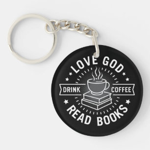 Llavero Love God Drink Coffee Read Books Amantes Vintage