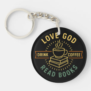 Llavero Love God Drink Coffee Read Books Amantes Vintage