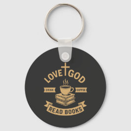 Llavero Love God Drink Coffee Read Books Christian
