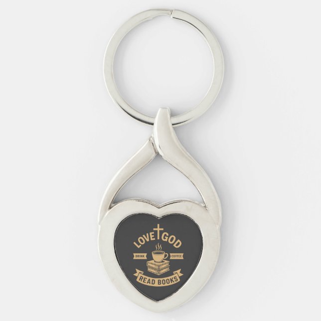 Llavero Love God Drink Coffee Read Books Christian (Anverso)