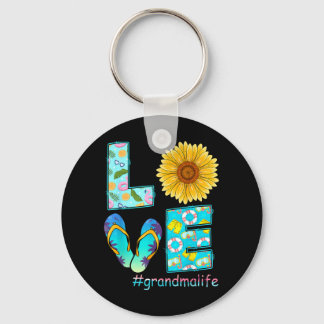 Llavero LOVE Grandma Life Flip Flops Hippie Sunflower
