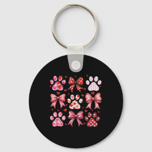 Llavero Love Heart Dog Paw Print Coquette Aesthetic Bow Va