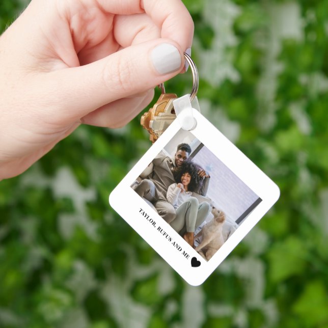 Llavero Love Heart Text y 2 fotografías (Mano)