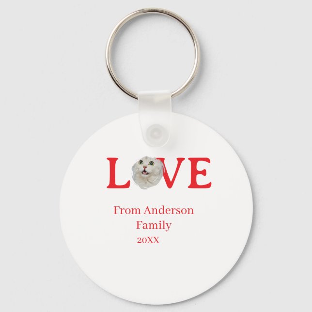 Llavero Love holidays cat photo pet family name bold lette (Anverso)