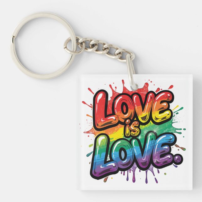 Llavero Love Is Love - Rainbow Pride Quote Art  (Frente)