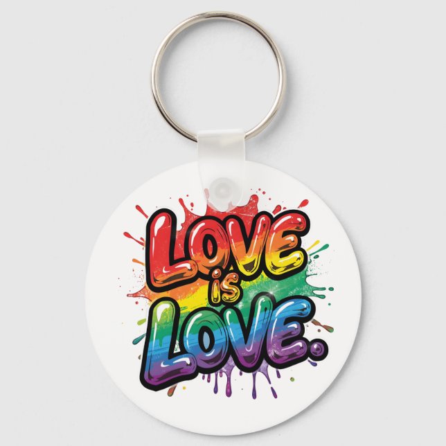 Llavero Love Is Love - Rainbow Pride Quote Art  (Anverso)