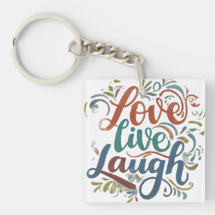 Llavero Love, Live, Laugh Square T-Shirt
