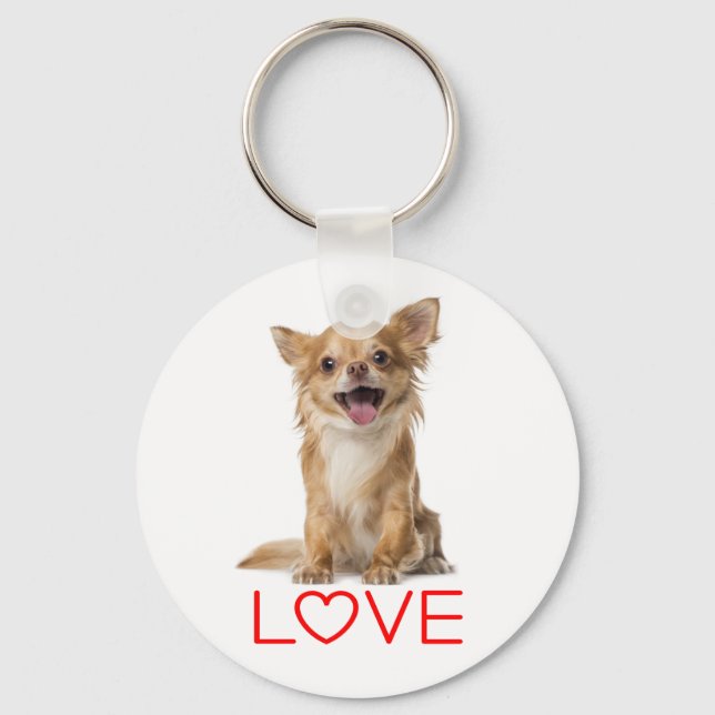 Llavero Love Long Hair Chihuahua Puppy Dog (Anverso)