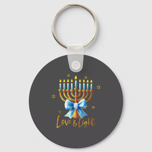 Llavero Love Menorah Chanukah Light Hanukkah Blue Coquette (Anverso)
