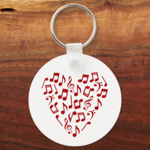 Llavero Love Music Heart of Red Music Notes