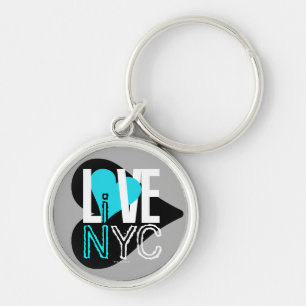 Llavero Love NYC Live In NYC Keychain Gray Blue
