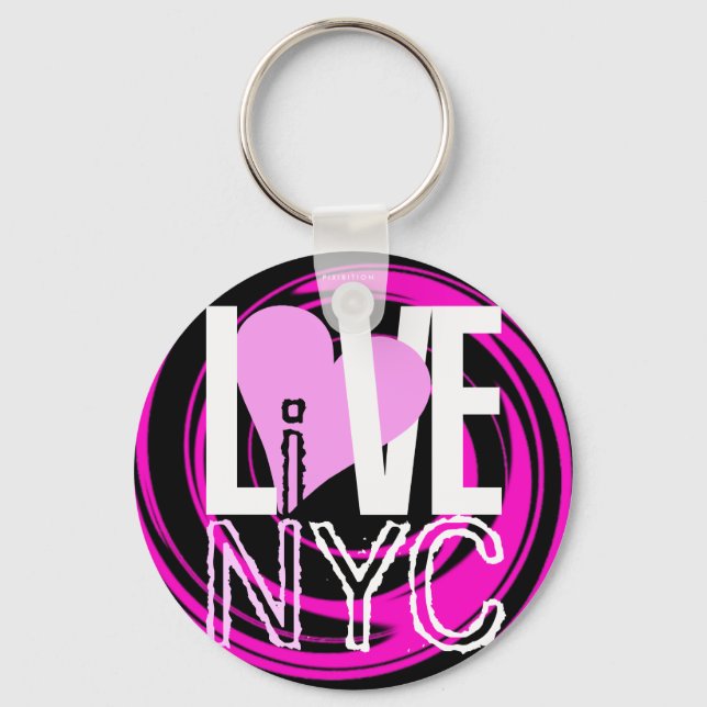 Llavero Love NYC Live In NYC Keychain Pink (Anverso)