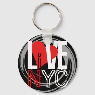 Llavero Love NYC Live In NYC Keychain Red Black