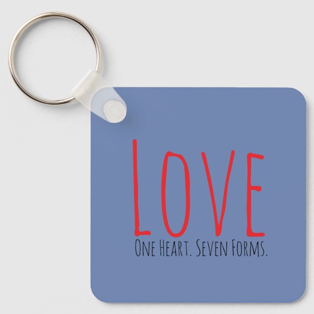 Llavero Love - One Heart. Seven Forms Acrylic Keychain (Anverso)