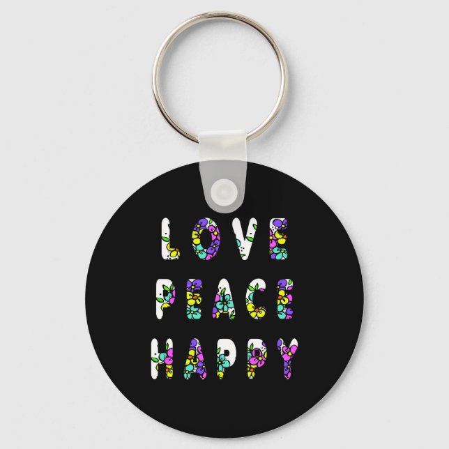 Llavero Love Peace Happy Flowers (Anverso)