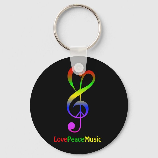 Llavero Love peace music hippie treble clef (Anverso)