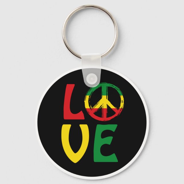 Llavero LOVE Reggae con símbolo de paz (Anverso)