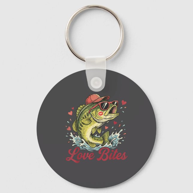 Llavero Love Retro Bites Fishing Fisherman Valentines Day  (Anverso)