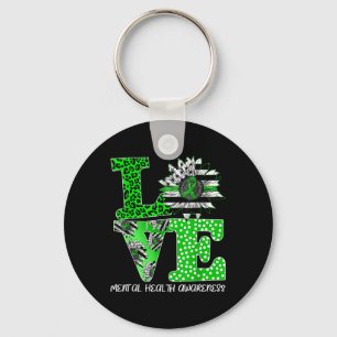 Llavero Love Sunflower Flag Green Ribbon Mental Health Awa