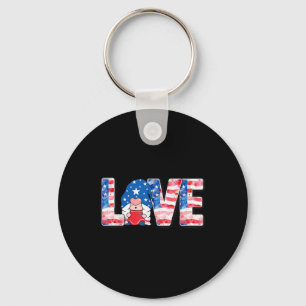 Llavero Love Usa Flag American 4 De Julio Patriotic Gnomi